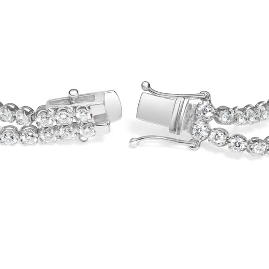 18k white gold 5 3/5 cttw natural diamond double row link tennis bracelet (g h color vs1 vs2 clarity) 7’’ inches