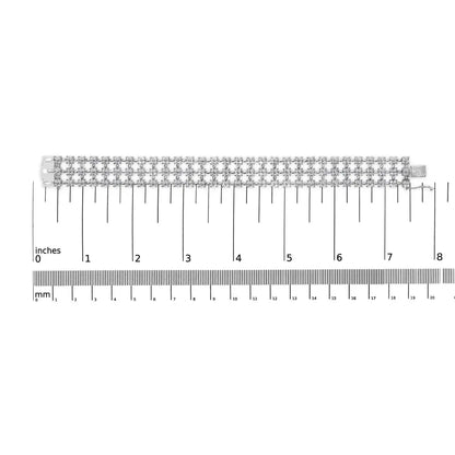 18k white gold 7 1/2 cttw diamond 3 row floral link bracelet (g h color vs1 vs2 clarity) ’ inches bracelets/bracelet/link