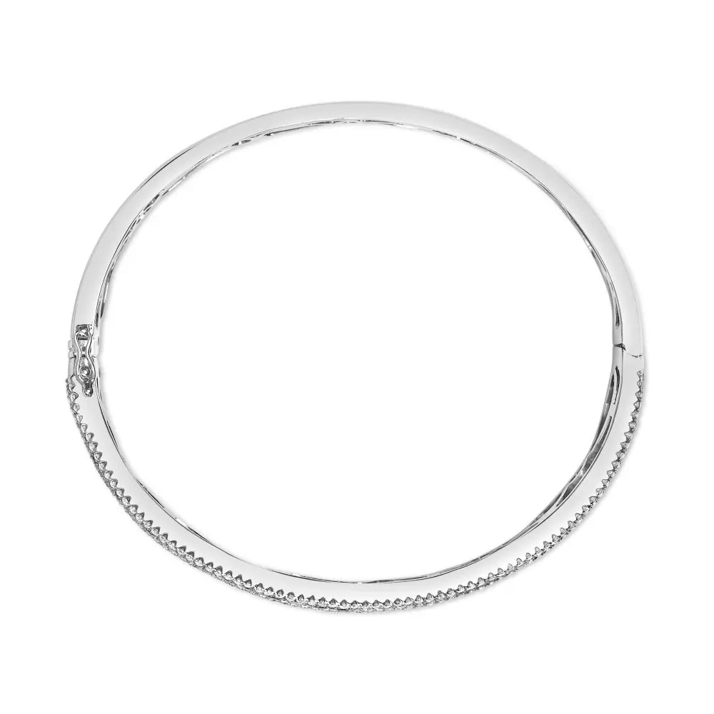 18k white gold alternating diamond and 8.00 cttw princess cut blue sapphire multi row bangle bracelet (g h color vs1 vs2 clarity)