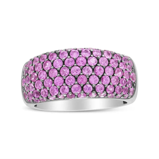 18K White Gold and Black Rhodium Multi Row Pink Sapphire Classic Band Ring - Bijoux-NYC Direct