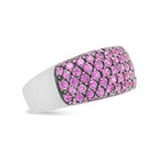 18K White Gold and Black Rhodium Multi Row Pink Sapphire Classic Band Ring - Bijoux-NYC Direct
