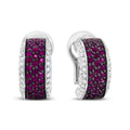 18k white gold diamond and ruby black rhodium huggie hoop earrings bijoux-nyc direct