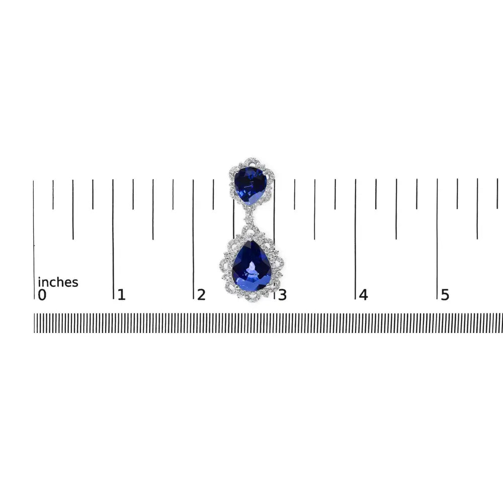 18k white gold pear blue sapphire and 2.00 cttw diamond halo drop earrings bijoux-nyc direct