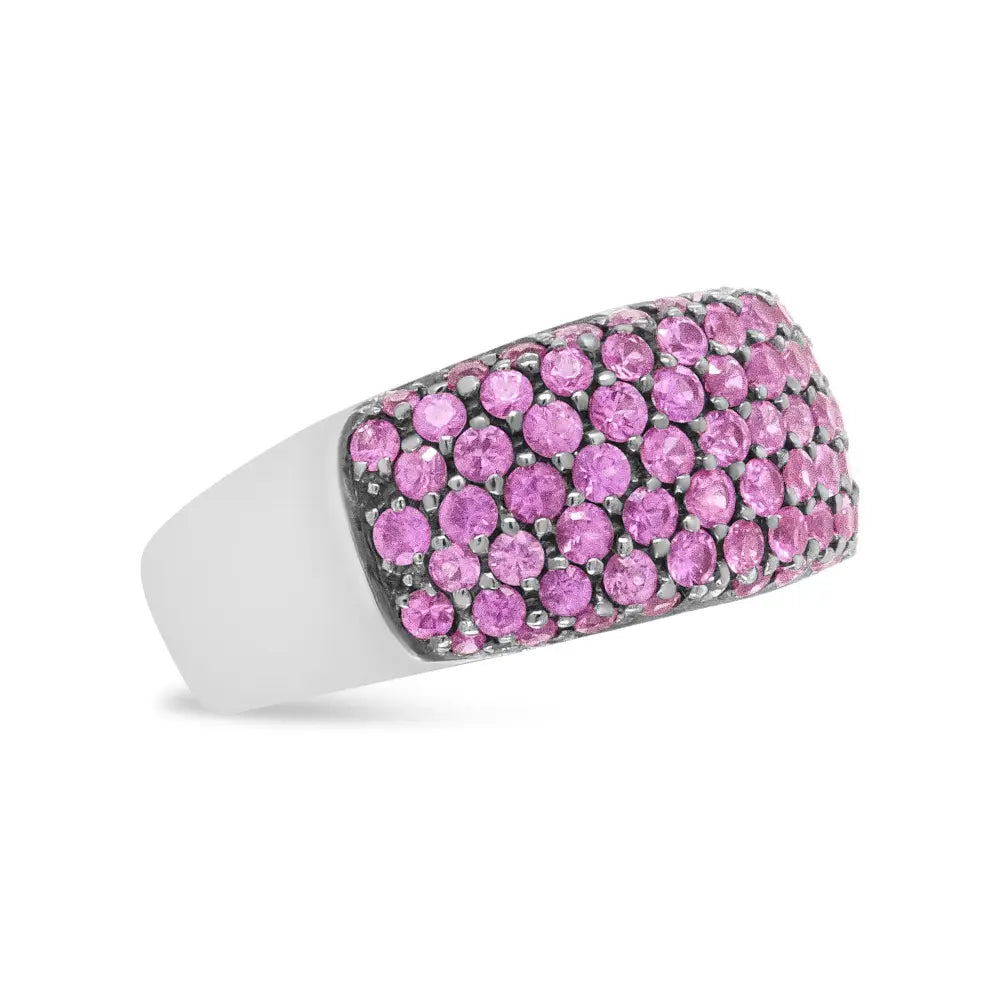 18k white gold multi row pink sapphire beaded classic band ring bijoux-nyc direct