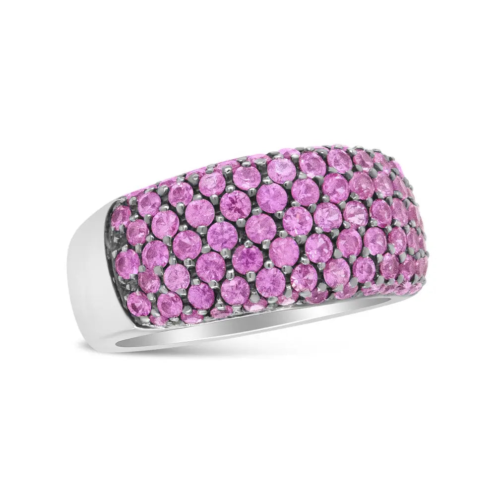 18k white gold multi row pink sapphire beaded classic band ring bijoux-nyc direct