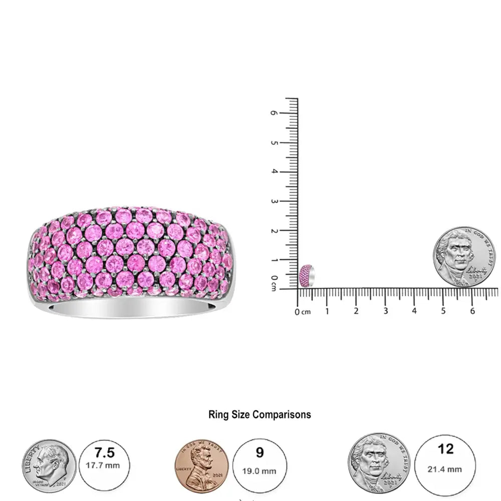 18k white gold multi row pink sapphire beaded classic band ring bijoux-nyc direct