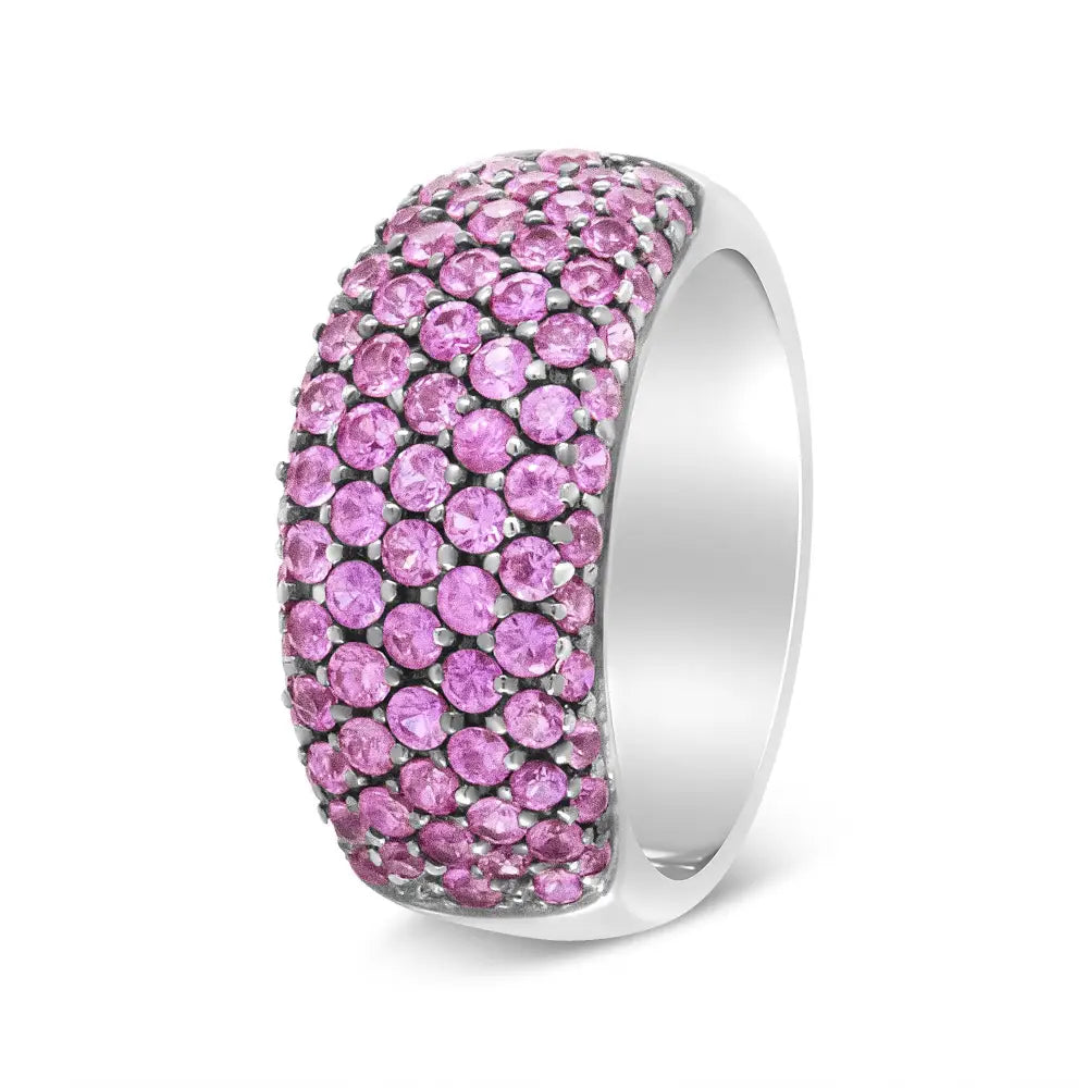 18k white gold multi row pink sapphire beaded classic band ring bijoux-nyc direct