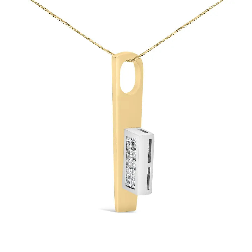 18k two tone gold 1 7/8 cttw princess baguette diamond key pendant necklace bijoux-nyc direct