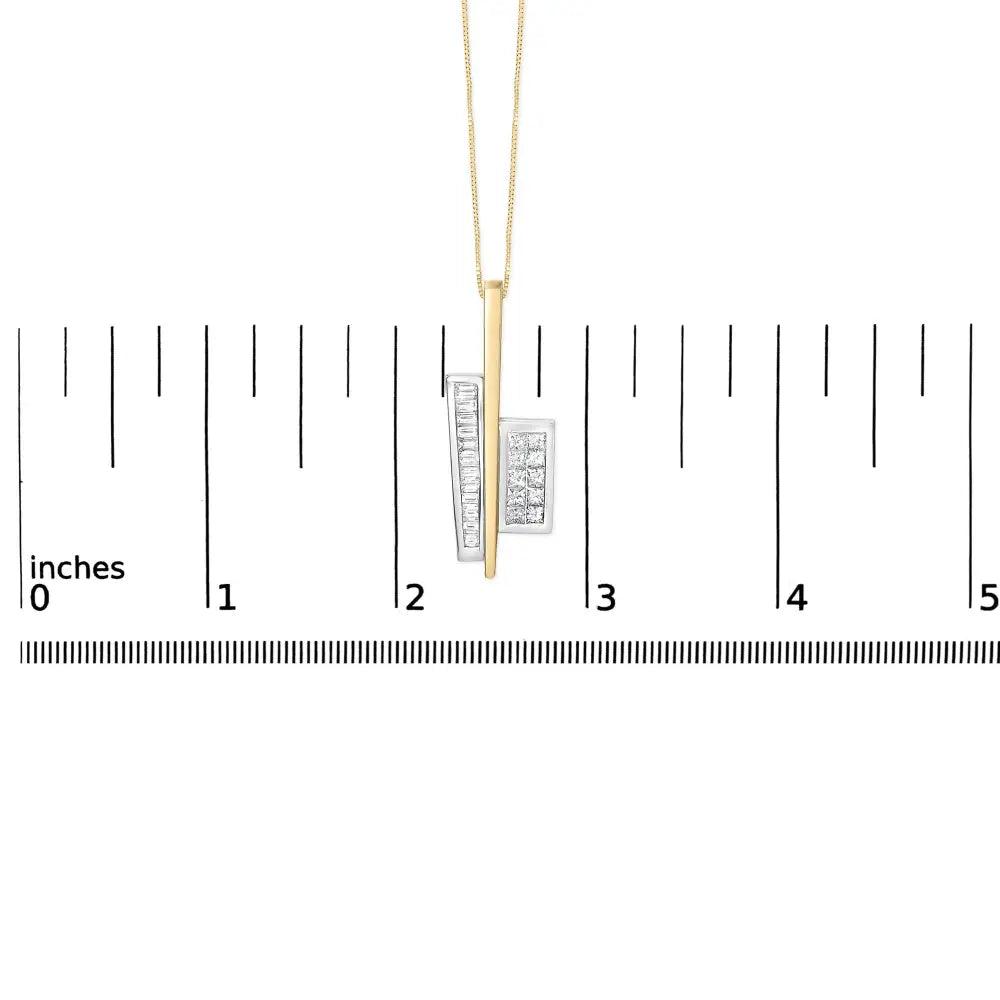 18k two tone gold 1 7/8 cttw princess baguette diamond key pendant necklace bijoux-nyc direct
