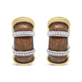 Two-tone 18k gold plated.925 silver brown enamel 9/10 cttw diamond huggies bijoux-nyc direct
