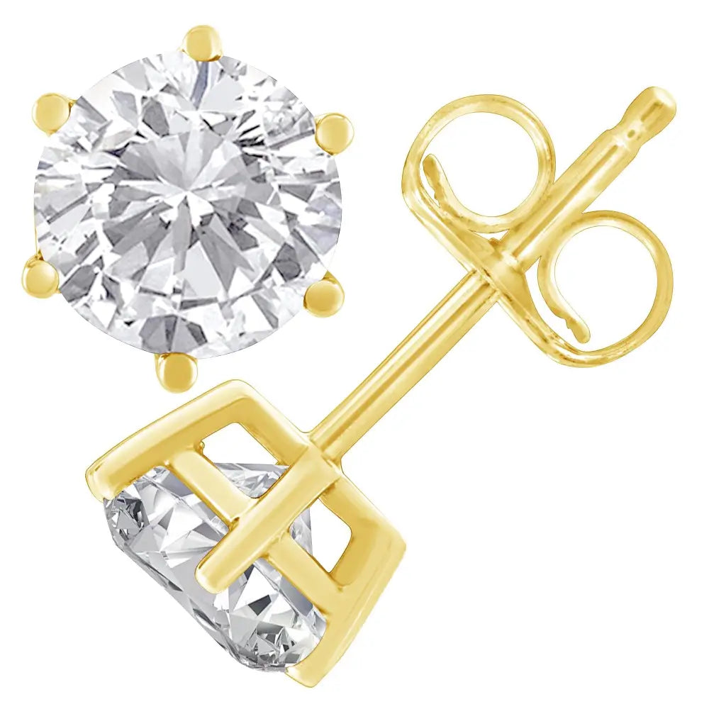 18k yellow gold 1.50 cttw round diamond 6-prong stud earrings bijoux-nyc direct