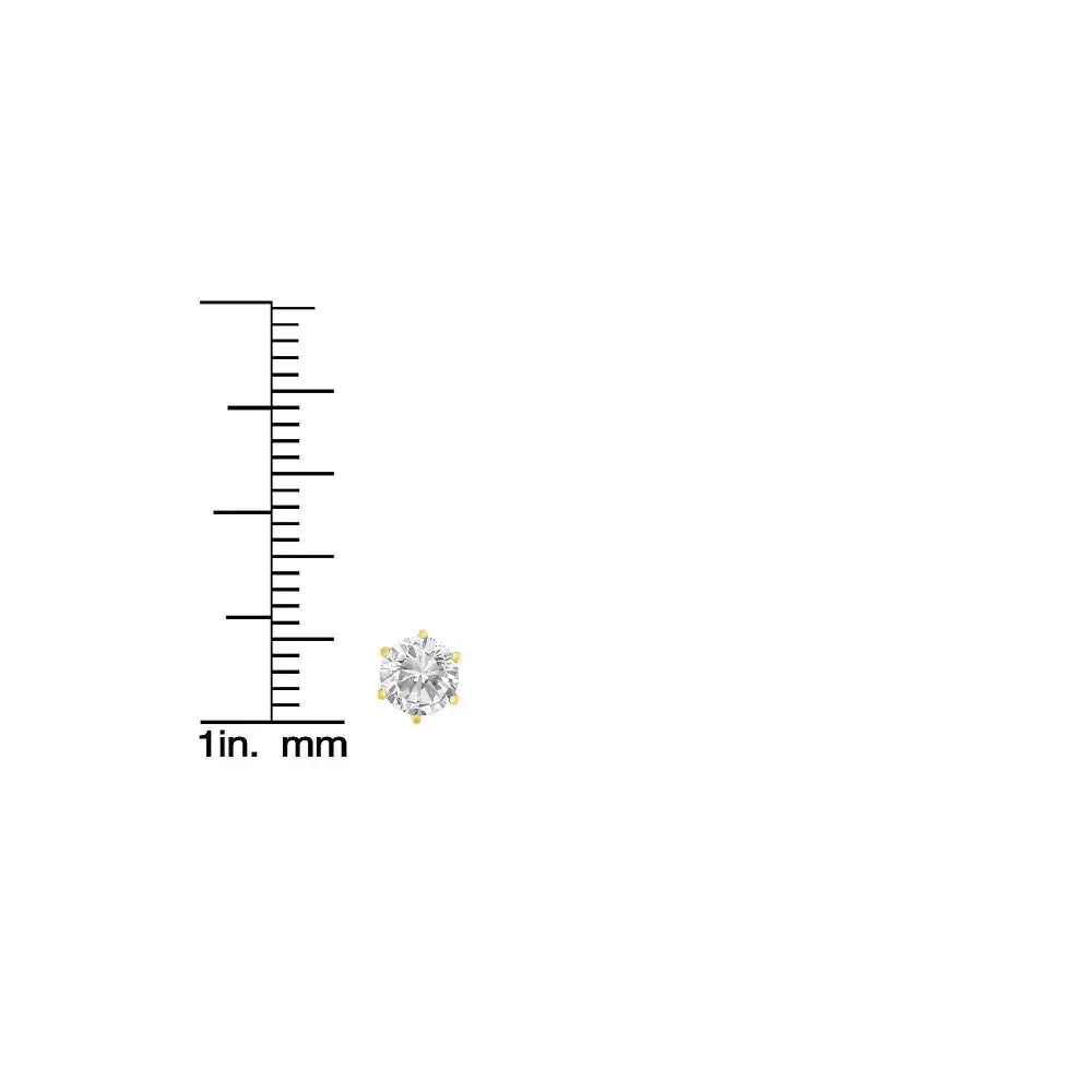 18K Yellow Gold 1-1/2 Cttw Round Brilliant-Cut Near Colorless Diamond Classic 6-Prong Stud Earrings (H-I Color, I1-I2 Clarity) - Bijoux-NYC Direct