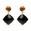 18k yellow gold citrine and black onyx diamond dangle earrings bijoux-nyc direct