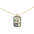 18k gold 2 1/3 cttw diamond sapphire emerald dolphin dog tag brooch necklace bijoux-nyc direct