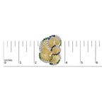 18K Yellow Gold 2 1/3 Cttw Diamond, Sapphire, and Emerald Sculpted Petal Brooch Pin (G-H Color, VS1-VS2 Clarity) - Bijoux-NYC Direct