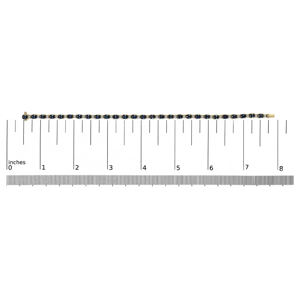18k yellow gold 3/4 cttw diamond and 5 1/3 oval blue sapphire alternating link bracelet (g h color vs1 vs2 clarity) 7.25’’ inches