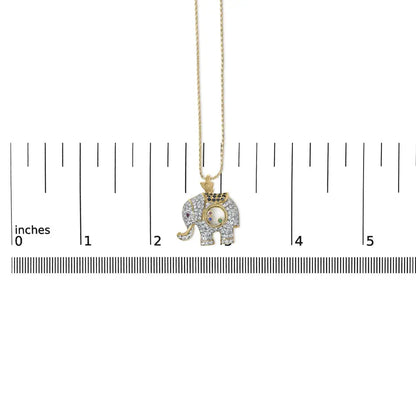 18K Yellow Gold 3/4 Cttw Diamond Elephant Shaker Pendant Necklace with Emerald, Ruby, and Sapphire (G-H Color, VS2-SI1 Clarity) - Bijoux-NYC Direct