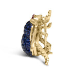 18K Yellow Gold 3/8 Cttw Diamond and 5 4/5 Cttw Blue Sapphire Bumblebee Brooch Pin (F-G Color, VS2-SI1 Clarity) - Bijoux-NYC Direct