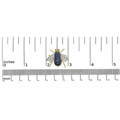 18K Yellow Gold 3/8 Cttw Diamond and 5 4/5 Cttw Blue Sapphire Bumblebee Brooch Pin (F-G Color, VS2-SI1 Clarity) - Bijoux-NYC Direct