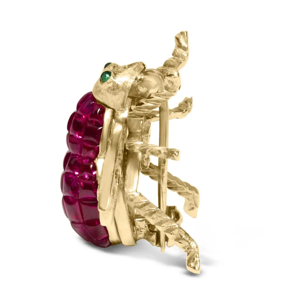 18k yellow gold ruby and diamond bumblebee brooch pin 7 1/8 cttw bijoux-nyc direct