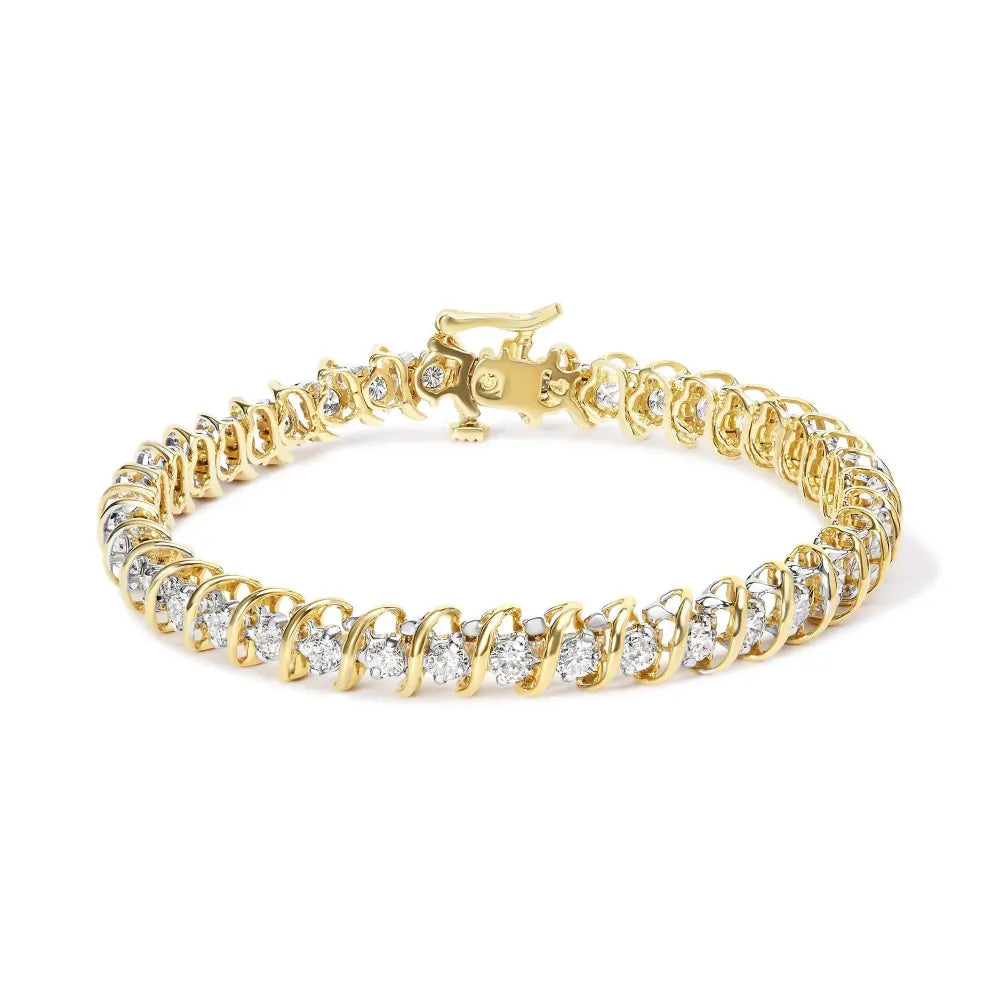 18k yellow gold 4.0 cttw round cut diamond s link 7’’ inch tennis bracelet (i j color si1 si2 clarity) bracelets/bracelet/link