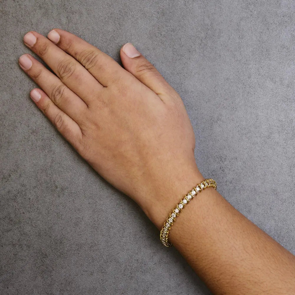 18k yellow gold 4.0 cttw round cut diamond s link 7’’ inch tennis bracelet (i j color si1 si2 clarity) bracelets/bracelet/link