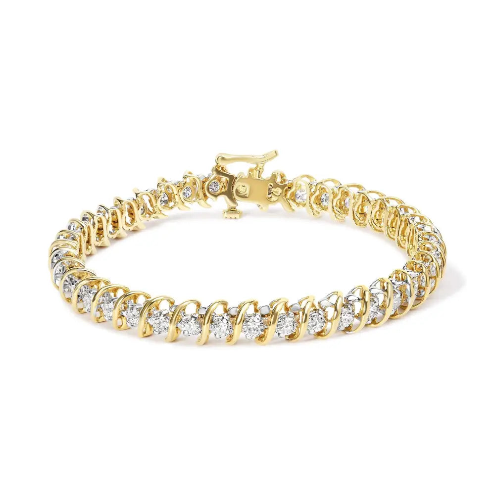 4.0 cttw diamond s-link tennis bracelet in 18k yellow gold 7 inch bijoux-nyc direct