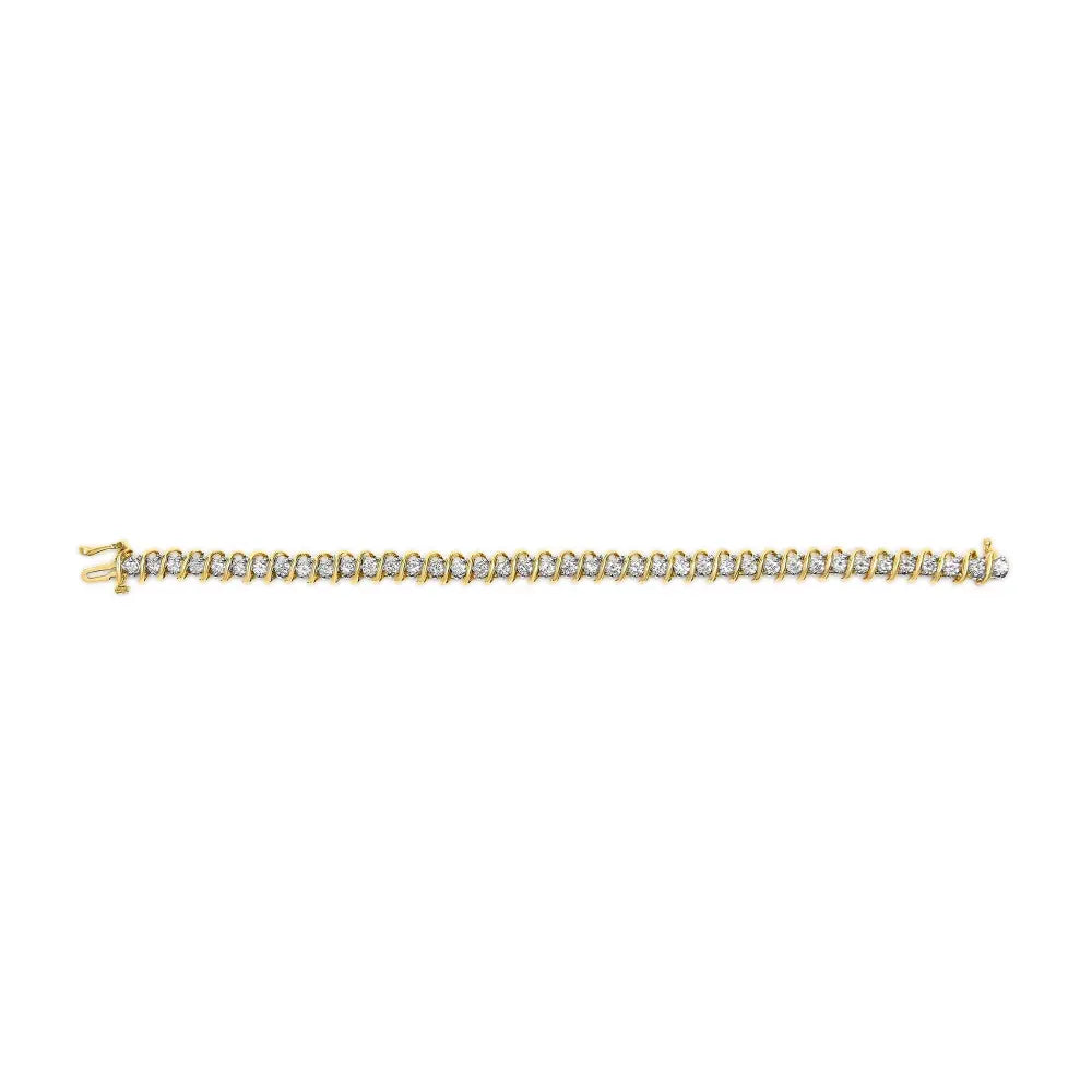 18k yellow gold 4.0 cttw round cut diamond s link 7’’ inch tennis bracelet (i j color si1 si2 clarity) bracelets/bracelet/link