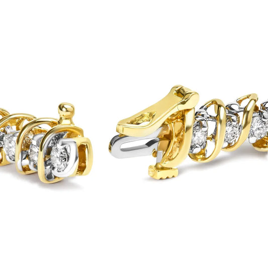 18k yellow gold 4.0 cttw round cut diamond s link 7’’ inch tennis bracelet (i j color si1 si2 clarity) bracelets/bracelet/link