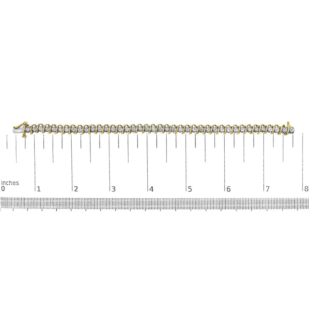 18k yellow gold 4.0 cttw round cut diamond s link 7’’ inch tennis bracelet (i j color si1 si2 clarity) bracelets/bracelet/link