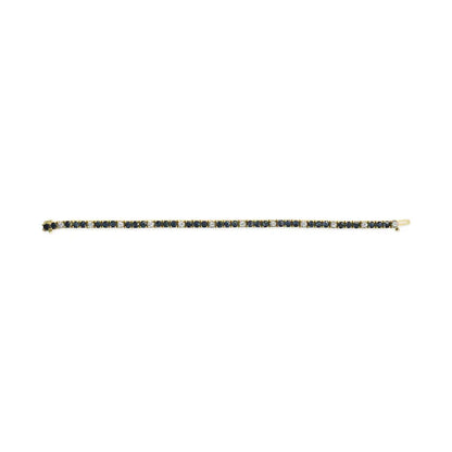 18k yellow gold alternating 1 1/5 cttw diamond and 3x3 mm blue sapphire tennis bracelet (g h color vs1 vs2 clarity) 7’’ inches