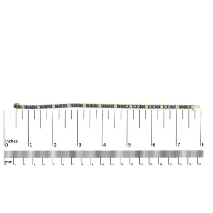 18k yellow gold alternating 1 1/5 cttw diamond and 3x3 mm blue sapphire tennis bracelet (g h color vs1 vs2 clarity) 7’’ inches