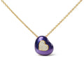 18k yellow gold blue enamel heart diamond pendant necklace 1/10 cttw bijoux-nyc direct