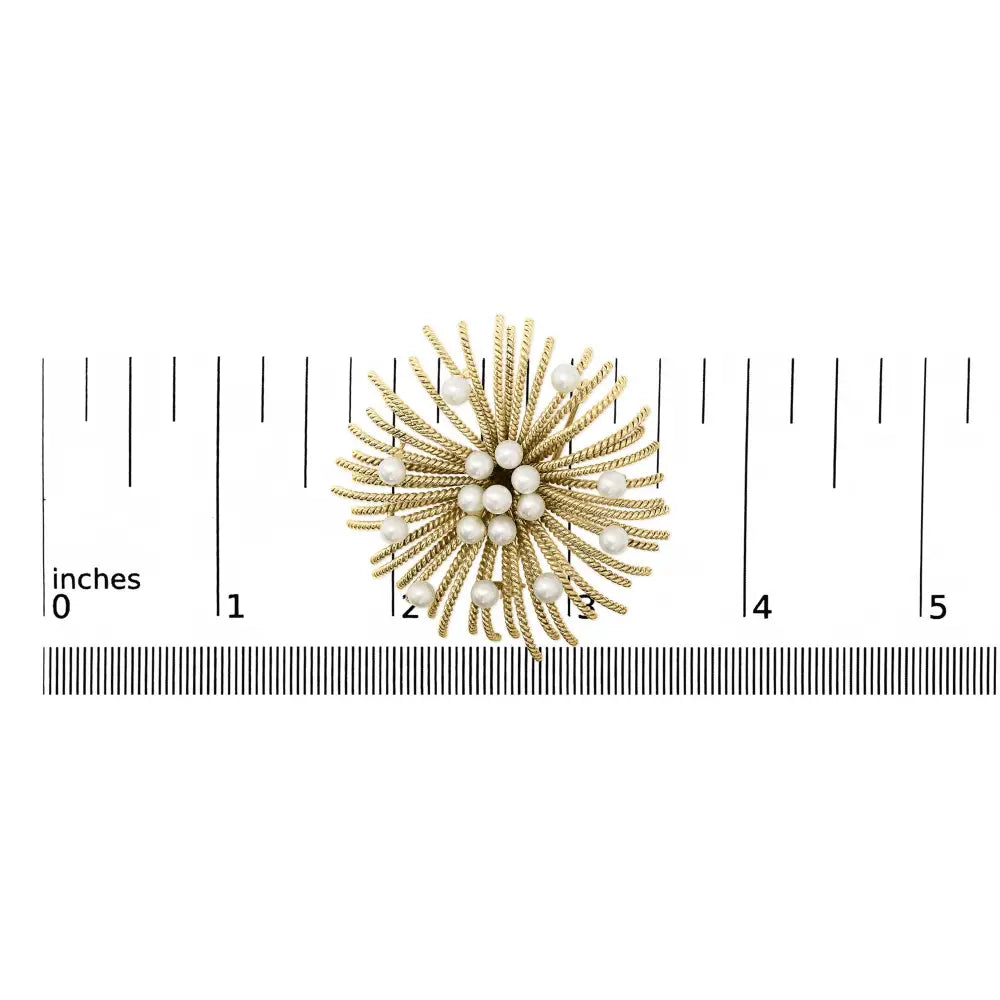 18k yellow gold starburst brooch with freshwater pearls bijoux-nyc direct