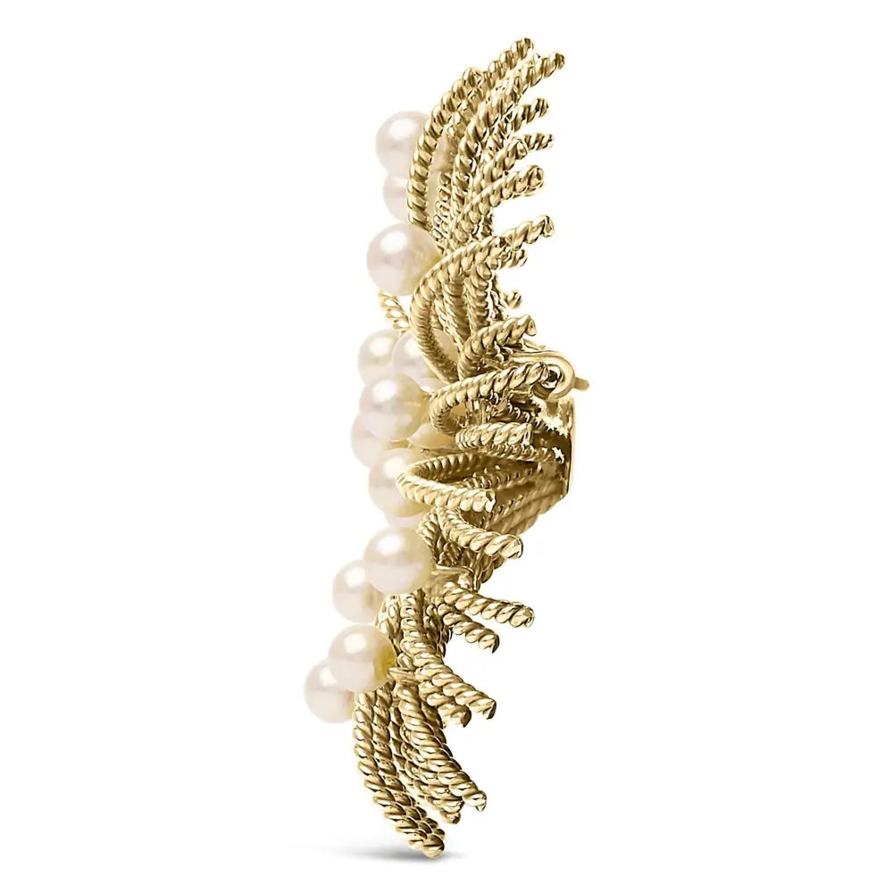18k yellow gold starburst brooch with freshwater pearls bijoux-nyc direct
