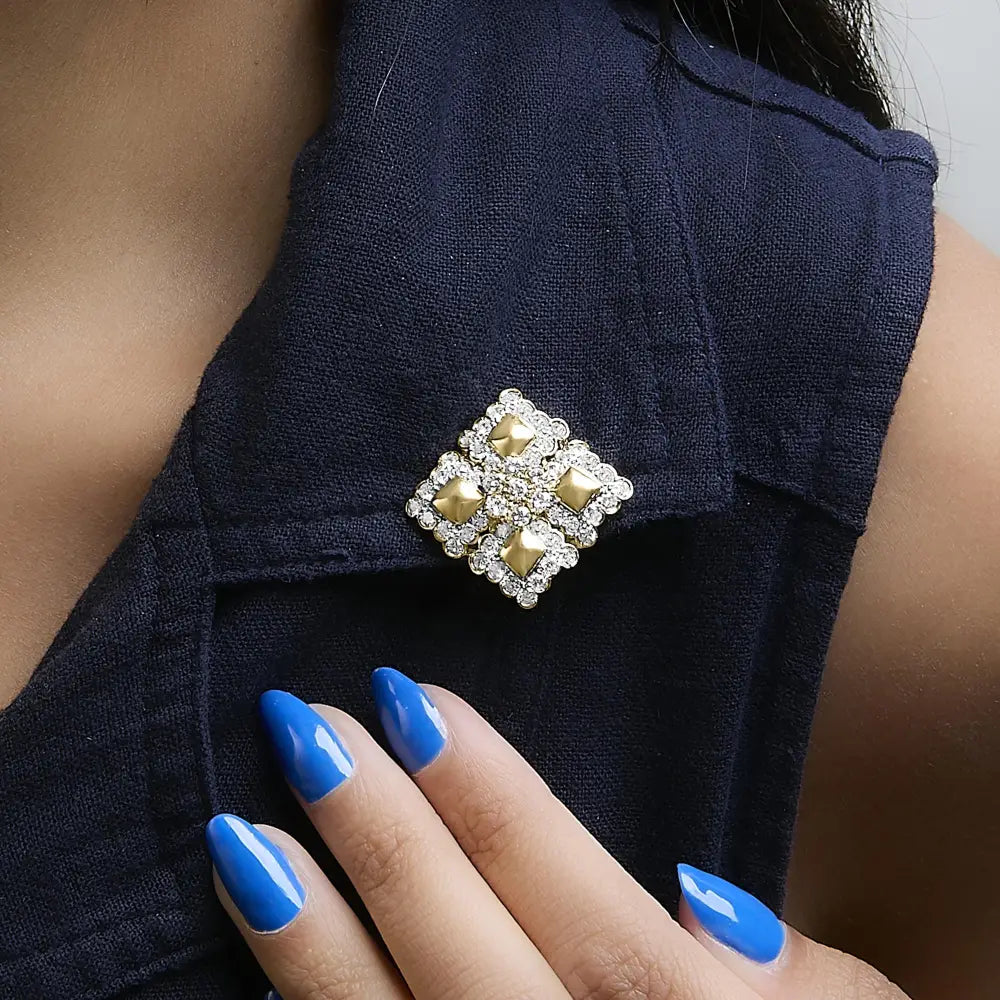 18k yellow gold 5 1/5 cttw geometric diamond cluster stud earrings bijoux-nyc direct