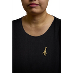 18K Yellow Gold Diamond Accent and Blue Sapphire Giraffe Pin Brooch (G-H Color, VS2-SI1 Clarity) - Bijoux-NYC Direct