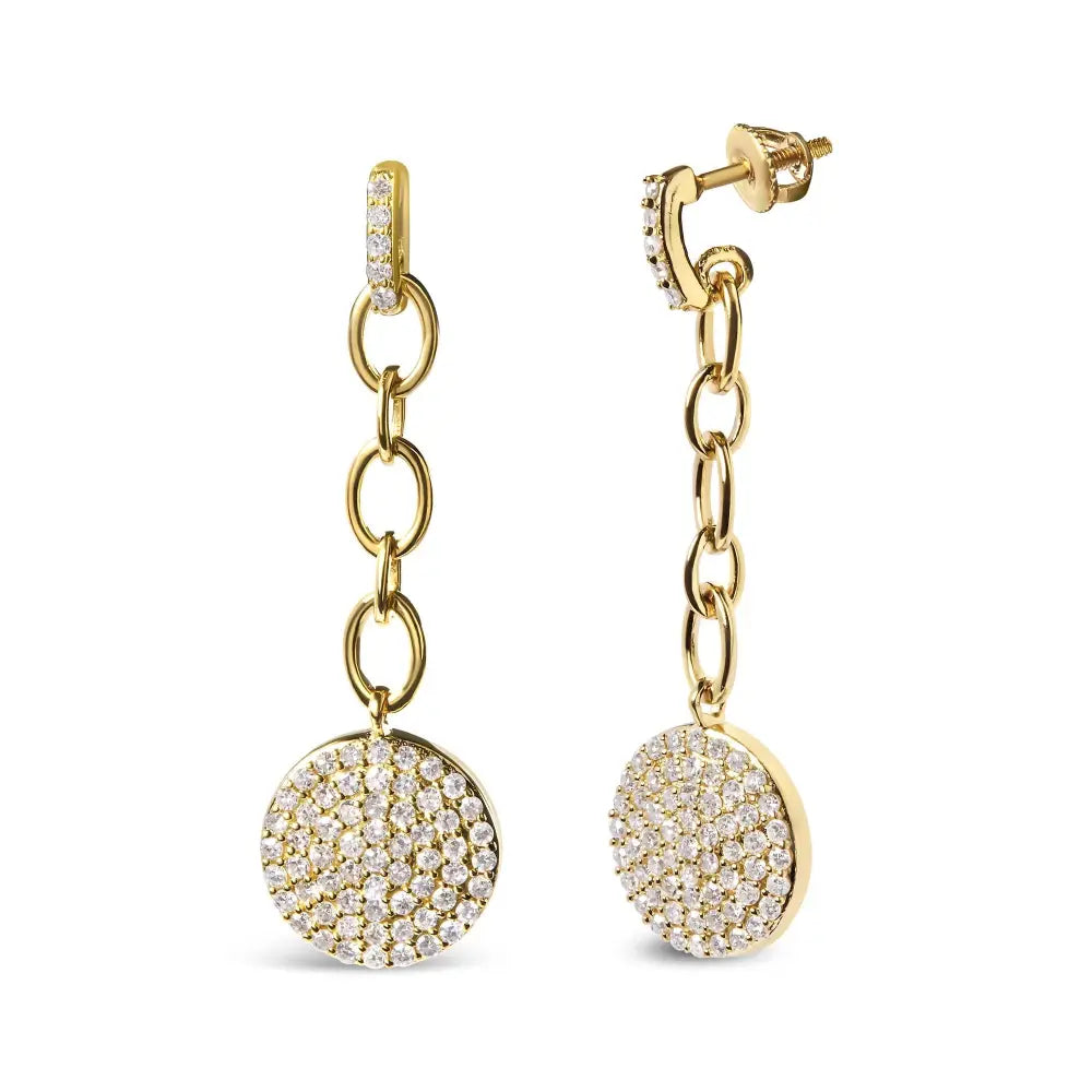 1.0 cttw diamond cluster chain dangle earrings in 18k gold over silver bijoux-nyc direct