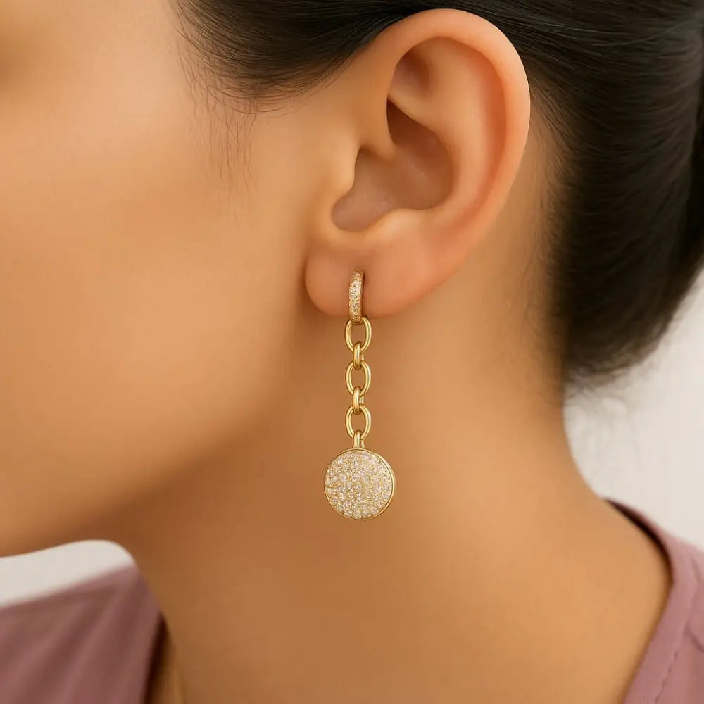 1.0 cttw diamond cluster chain dangle earrings in 18k gold over silver bijoux-nyc direct