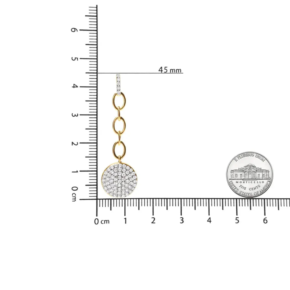 18K Yellow Gold Plated .925 Sterling Silver 1.0 Cttw Diamond Composite Cluster Dangle Chain Earrings (I-J Color, I1-I2 Clarity) - Bijoux-NYC Direct