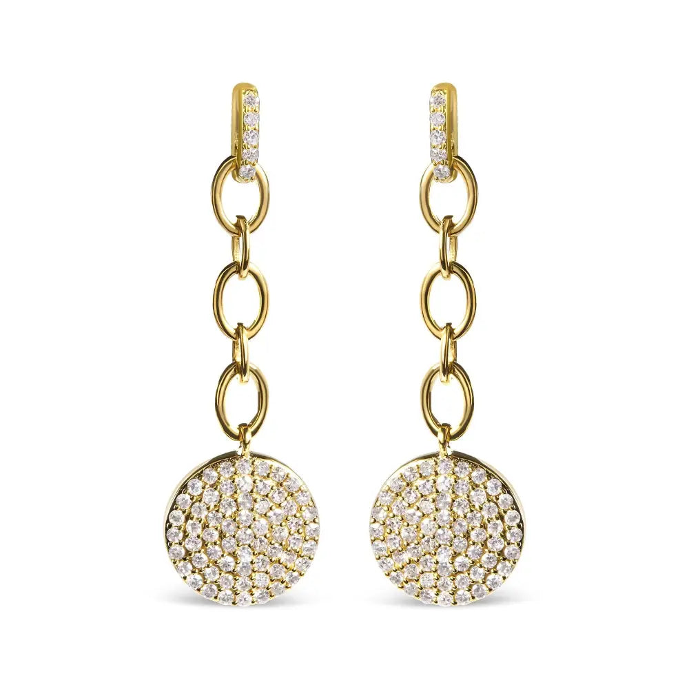 1.0 cttw diamond cluster chain dangle earrings in 18k gold over silver bijoux-nyc direct