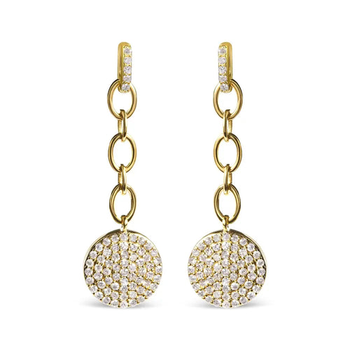 1.0 cttw diamond cluster chain dangle earrings in 18k gold over silver bijoux-nyc direct