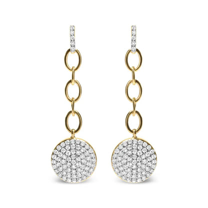 18K Yellow Gold Plated .925 Sterling Silver 1.0 Cttw Diamond Composite Cluster Dangle Chain Earrings (I-J Color, I1-I2 Clarity) - Bijoux-NYC Direct