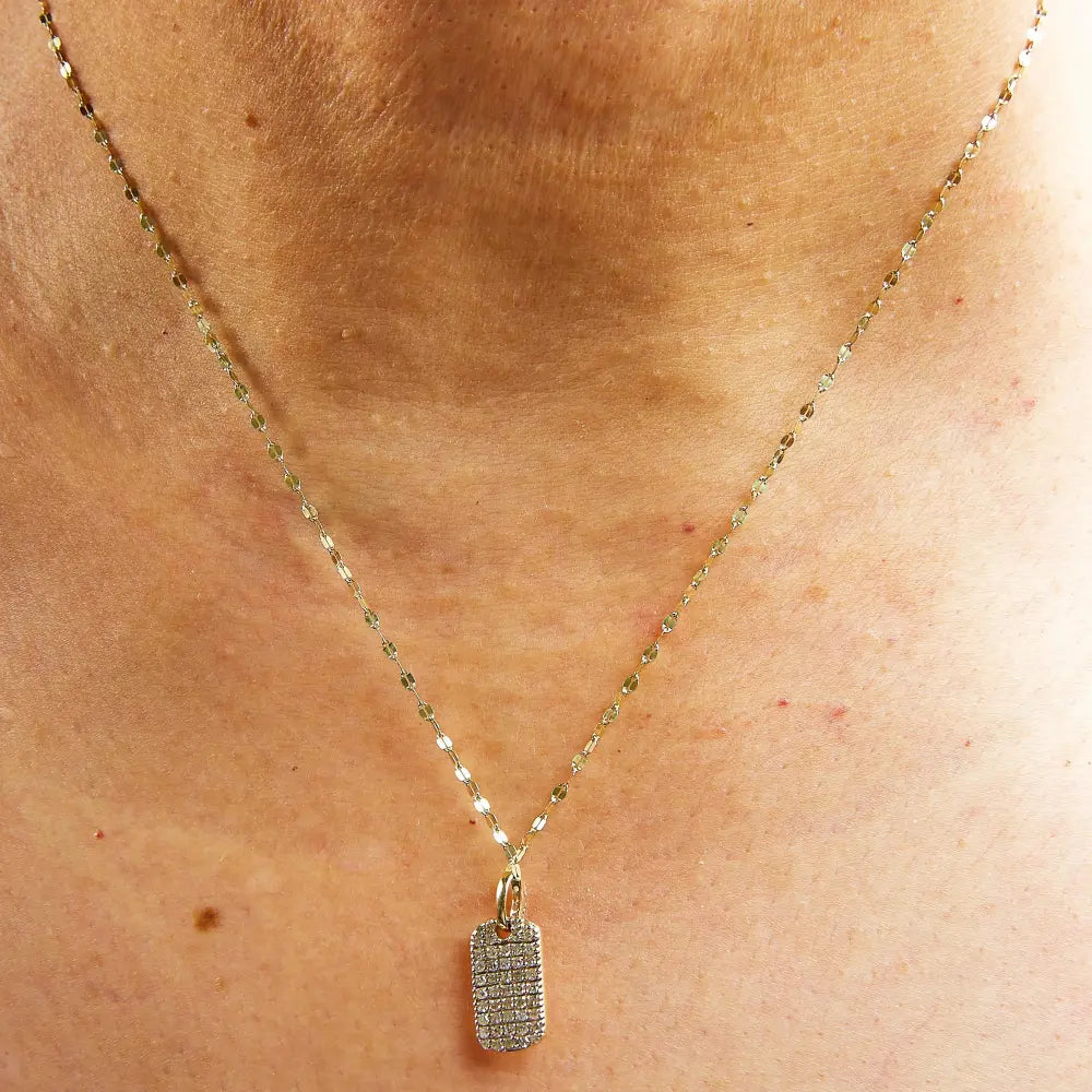 18k yellow gold plated.925 sterling silver 1/3 cttw diamond studded dog tag 18’’ pendant necklace (i j color i2 i3 clarity)