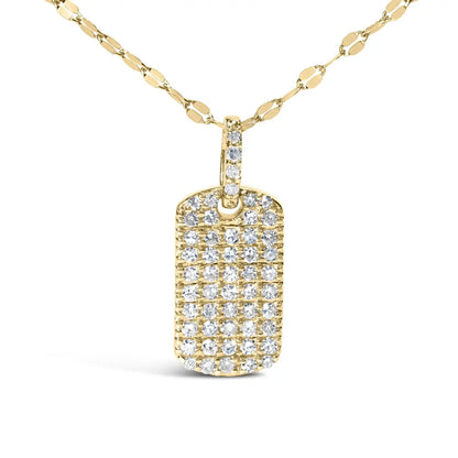 18k yellow gold plated.925 sterling silver 1/3 cttw diamond studded dog tag 18’’ pendant necklace (i j color i2 i3 clarity)