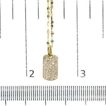 18k yellow gold plated.925 sterling silver 1/3 cttw diamond studded dog tag 18’’ pendant necklace (i j color i2 i3 clarity)