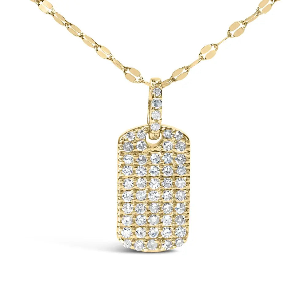 1/3 cttw diamond dog tag pendant in 18k yellow gold plated silver bijoux-nyc direct
