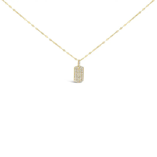 18k yellow gold plated.925 sterling silver 1/3 cttw diamond studded dog tag 18’’ pendant necklace (i j color i2 i3 clarity)
