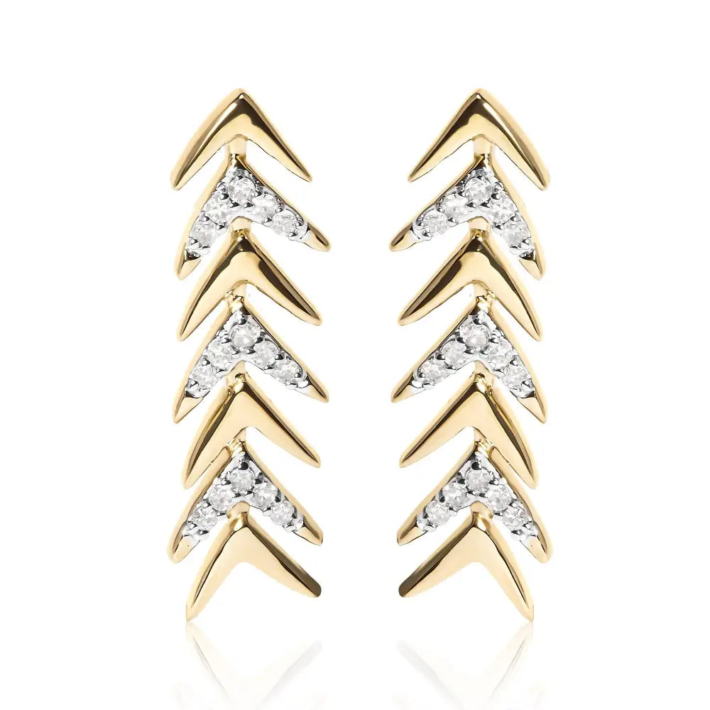 1/5 cttw diamond chevron arrow stud earrings in 18k gold over silver bijoux-nyc direct