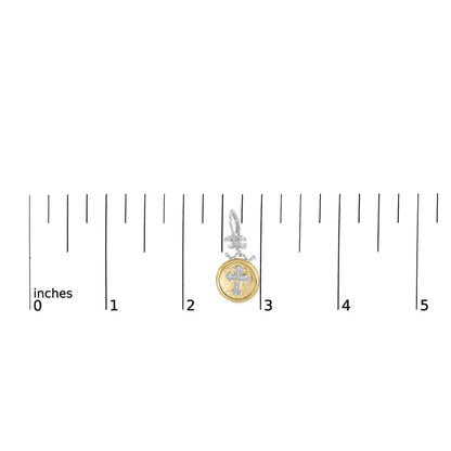 18K Yellow Gold Plated .925 Sterling Silver 1/8 Cttw Diamond Hammered Finished Medallion with Cross Drop and Dangle Earrings (I-J Color, SI1-SI2 Clarity) - Bijoux-NYC Direct